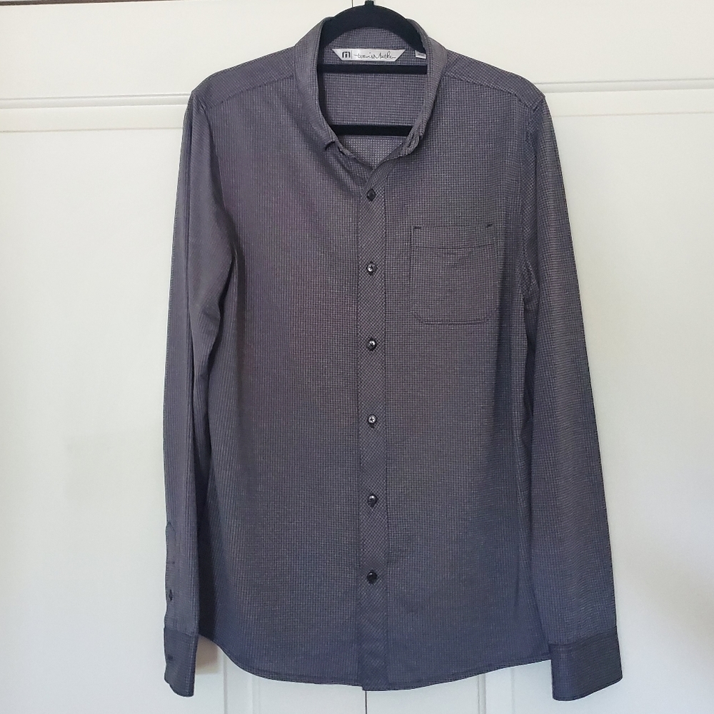 Travis Mathew checked Grey and black long sleeve, size M